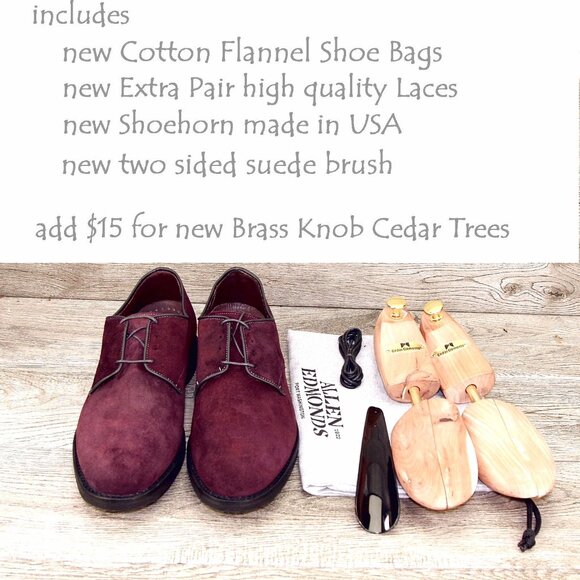 *NIB* $345 Allen Edmonds NOMAD Plain Toe 10.5 D Burgundy Suede * add $15 Trees - Picture 4 of 13